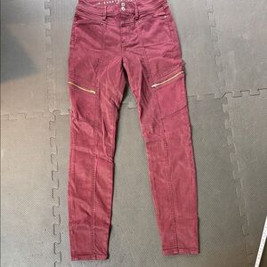 White House Black Market High-Rise Skinny Jeans in Wine Burgundy